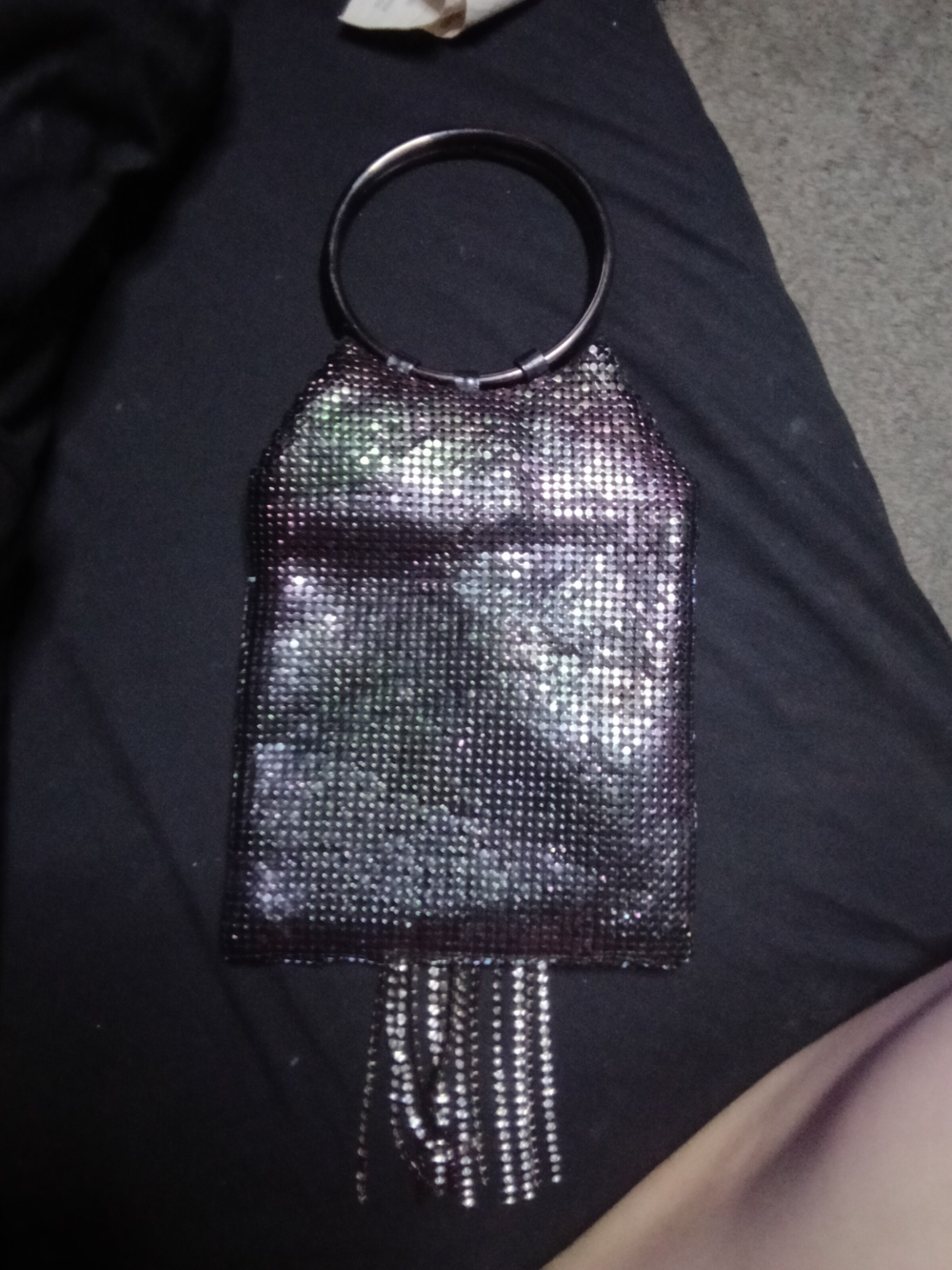 Whiting & Davis Purple Mesh Mini Bag with Silver Tassel - Picture 2 of 3
